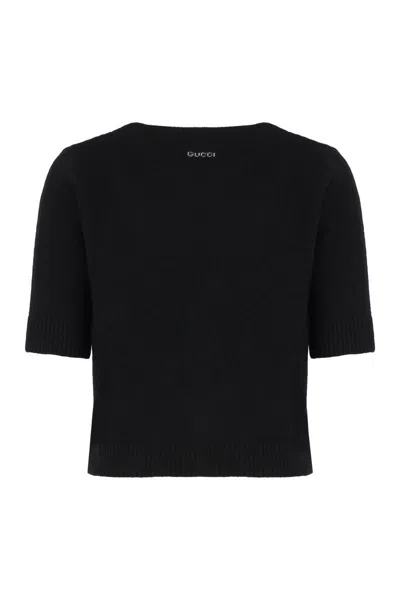 Shop Gucci V-necked Cashmere Cardigan In Black