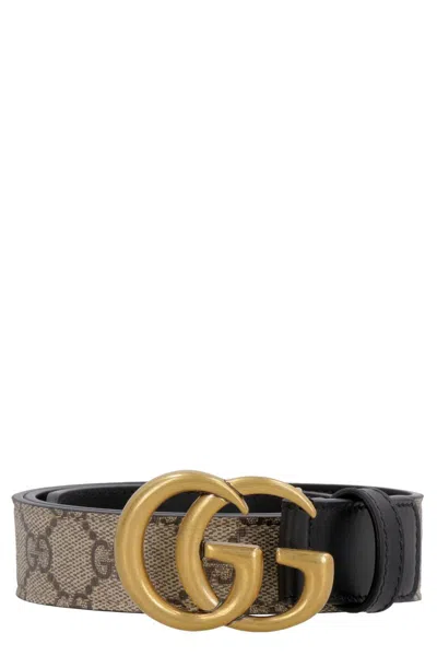 Shop Gucci Gg Marmont Leather Belt In Black