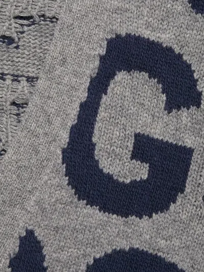 Shop Gucci Allover Logo Wool Cardigan In Grey