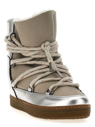 Shop Isabel Marant 'nowles' Ankle Boots In Silver