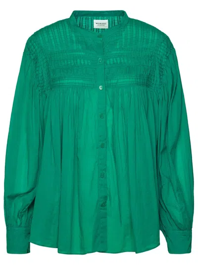 Shop Isabel Marant Étoile 'plalia' Emerald Green Cotton Shirt