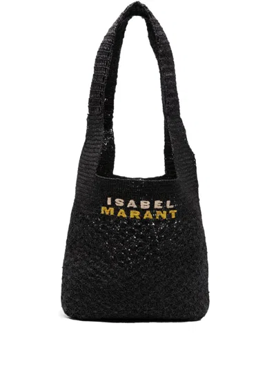 Shop Isabel Marant Raffia Bag In Black