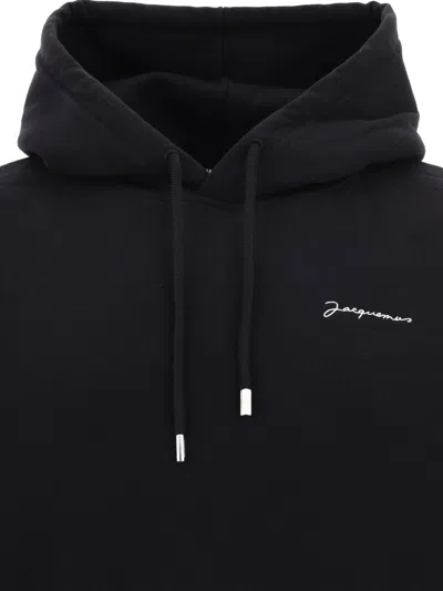 Shop Jacquemus "le Sweatshirt Brodé" Hoodie In Black