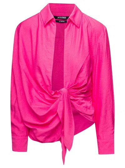 Shop Jacquemus 'la Chemise Bahia' Fuchsia Draped Shirt In Viscose Woman In Fuxia