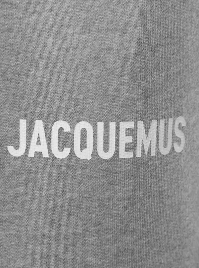Shop Jacquemus Grey Cotton Jogger With  Logo  Man