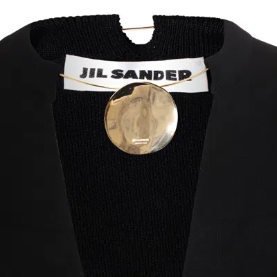 Shop Jil Sander Black Cotton Polo Sweater