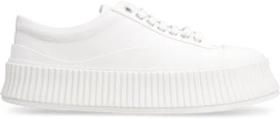 Shop Jil Sander Woman's White Recycled Cotton Sneakers