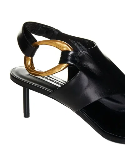 Shop Jil Sander Brass Jewel Thong Sandals In Black