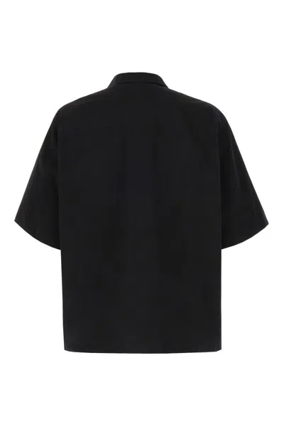 Shop Jil Sander Black Bowling Shirt With Buttons In Lightweight Bio Cotton Man
