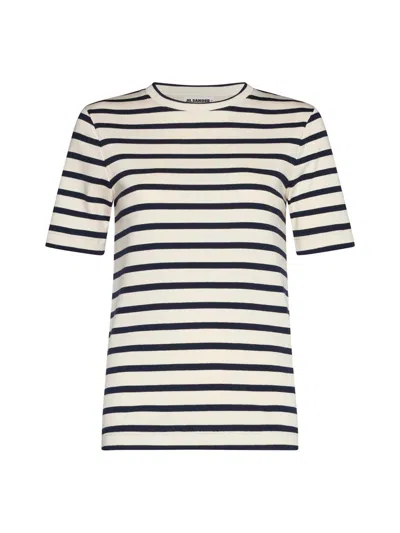 Shop Jil Sander Striped T-shirt In Bianco E Blu