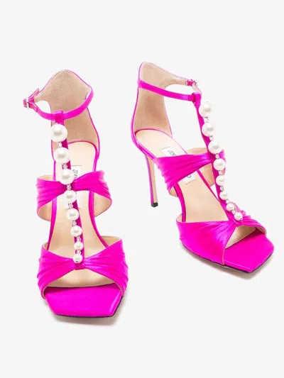 Shop Jimmy Choo "aura 95" Sandals In Fuchsia