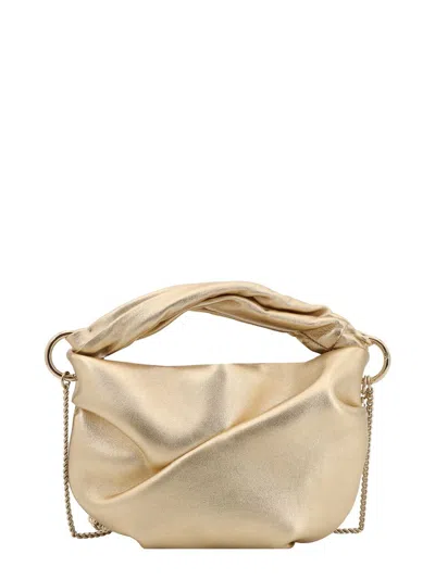 Shop Jimmy Choo 'bonny' Gold-colored Handbag With Braided Handle In Metallic Leather Woman In Grey
