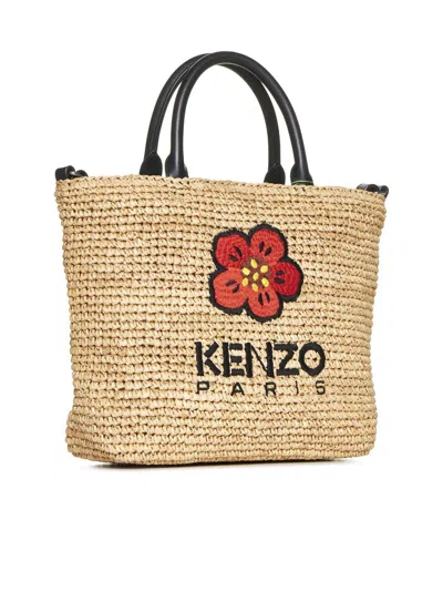 Shop Kenzo 'boke Flower' Small Shopping Bag In Beige