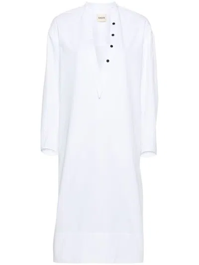 Shop Khaite Brom Cotton Tunic Dress In White