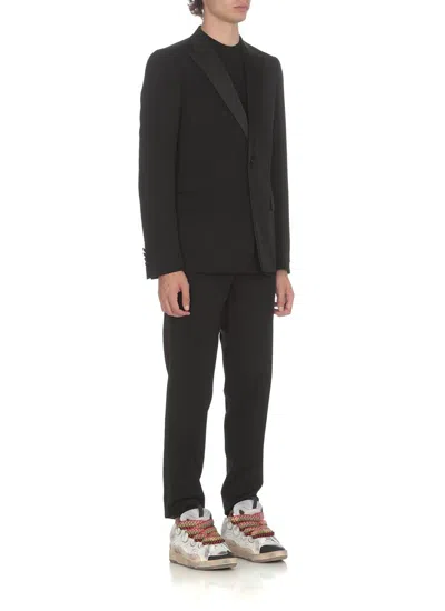 Lanvin Single-breasted Wool Tuxedo Jacket With Shiny Lapels In Black