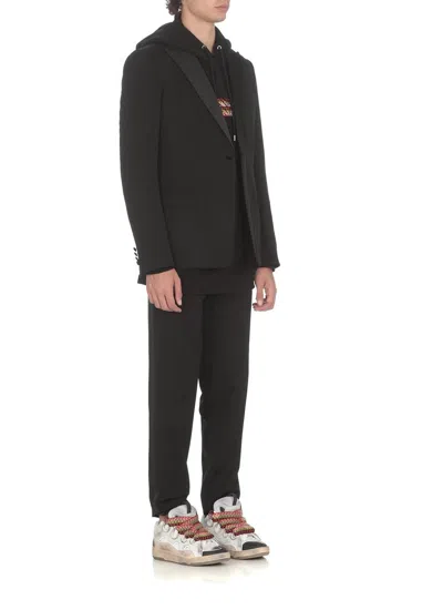 Lanvin Single-breasted Wool Tuxedo Jacket With Shiny Lapels In Black