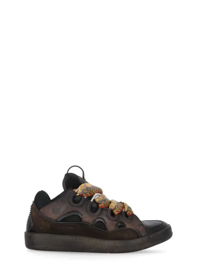 Shop Lanvin Curb Chunky Sneakers In Brown