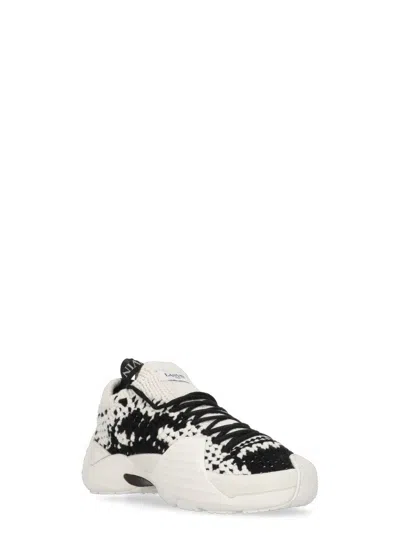 Shop Lanvin 'cotton Flash-knit' Sneakers In White/black