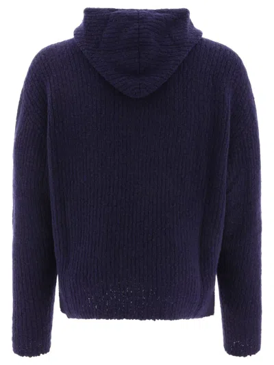 Shop Lardini Hooded Sweater In Blue