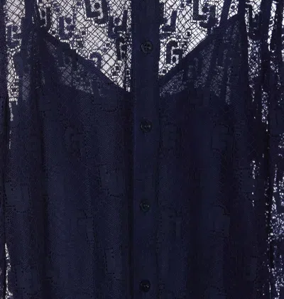 Shop Liu •jo Liu Jo Lace Shirt In Blue