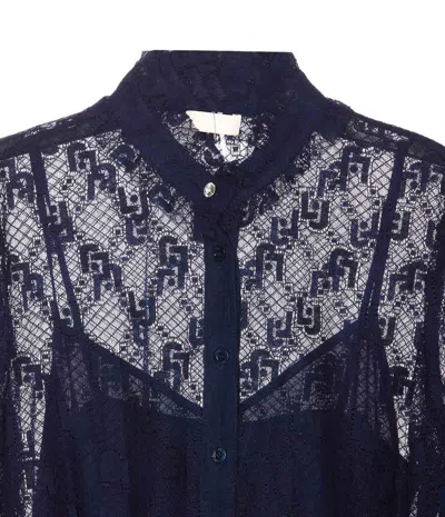 Shop Liu •jo Liu Jo Lace Shirt In Blue