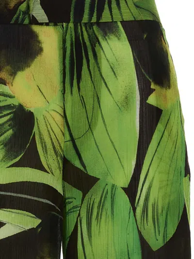 Shop Louisa Ballou Printed Wide Leg Trousers In Green