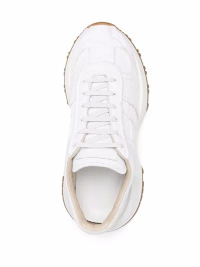 Shop Maison Margiela White Lather And Canvas Sneakers