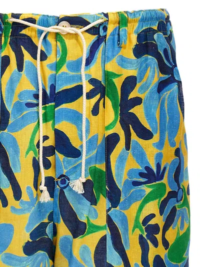 Marni Drawstring Waist Bermuda Shorts With Fish Pattern In Printed