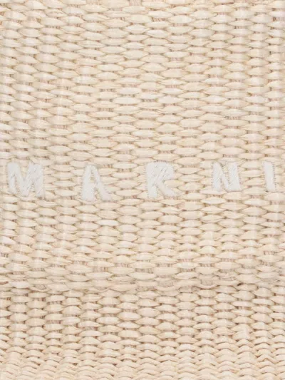 Shop Marni Raffia-effect Fabric Bucket Hat In Beige
