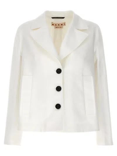 Shop Marni Flared Blazer In White