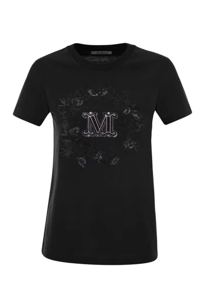 Shop Max Mara Elmo - Short-sleeved T-shirt With Embroidery In Black