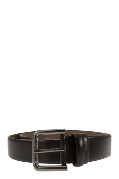 Shop Max Mara Wetleather35 - Buffered Leather Belt In Dark Brown