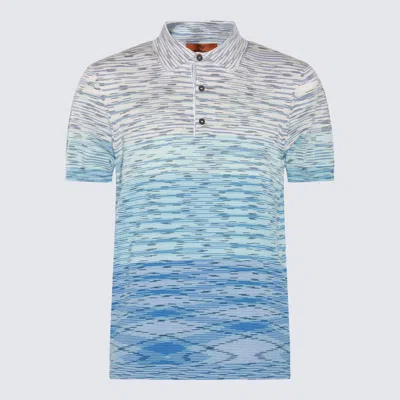 Shop Missoni Blue Multicolour Cotton Polo Shirt