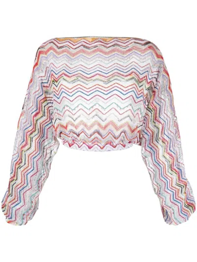 Shop Missoni Zig Zag Pattern Sweater In Multicolour