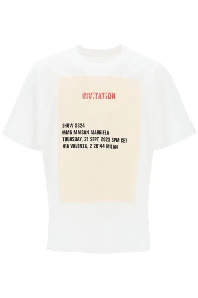 Shop Mm6 Maison Margiela Invitation Print T-shirt With In White