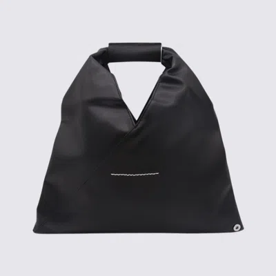 Shop Mm6 Maison Margiela Black Leather Japanese Tote Bag