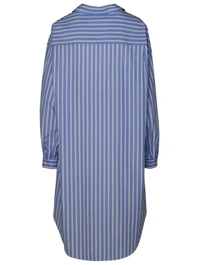 Shop Mm6 Maison Margiela Long Striped Cotton Shirt In Blue
