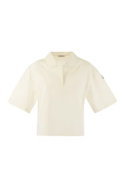 Shop Moncler Short-sleeved Polo Shirt In Natural