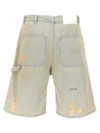 Shop Msgm Shorts In Blue/neutrals
