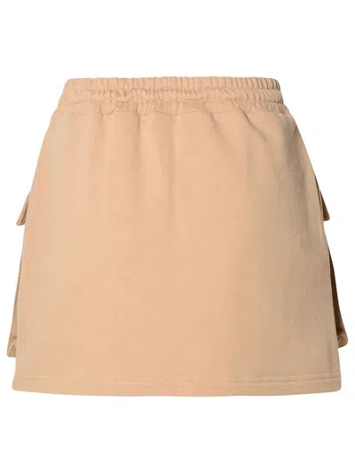 Shop Msgm Logo Embroidery Cargo Skirt In Beige