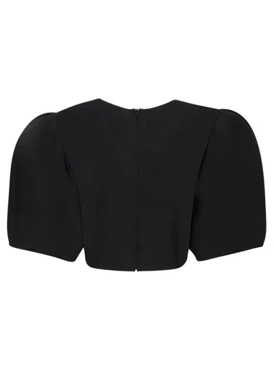 Msgm Black Cropped Blouse In Black