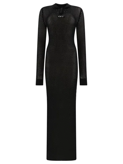 Shop Off-white "net" Polo Dress In Black