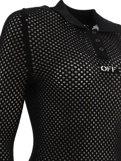 Shop Off-white "net" Polo Dress In Black