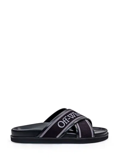 Shop Off-white Embroidered Logo Slides With In Black