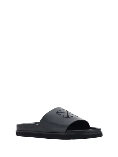 Shop Off-white Off White Slippers In Black