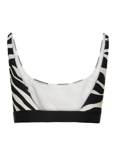 Shop Tom Ford Black And White Zebra-striped Bralette In Techno Fabric Stretch Woman In White/black
