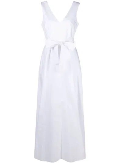 Shop P.a.r.o.s.h . V-neck Flared Maxi Dress In Bianco