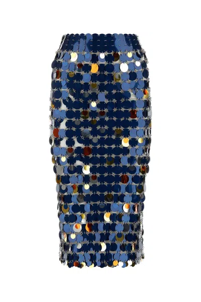 Shop Rabanne Paco  Sequin Midi Skirt In Blue