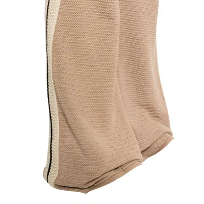 Shop Palm Angels Logo Tape Knitted Trousers In Beige