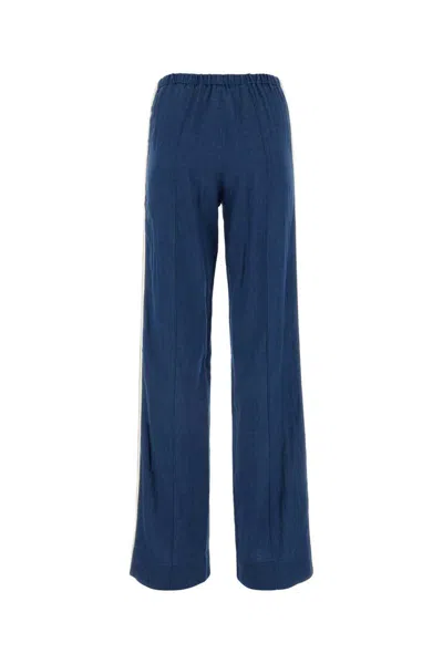 Shop Palm Angels Blue Cotton Pants In Indigo Blue
